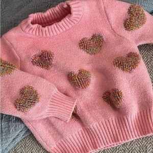 Pink Heart Patterned Women's Sweater